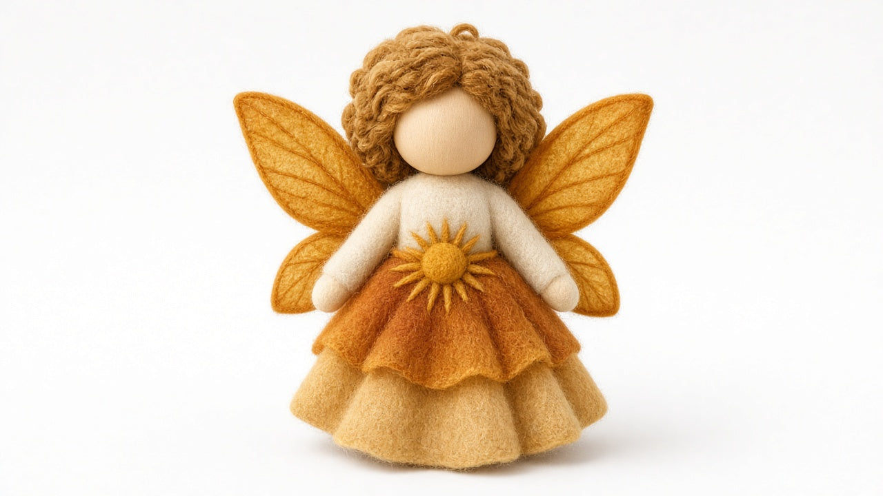 Amber - felted wool fairy portrait