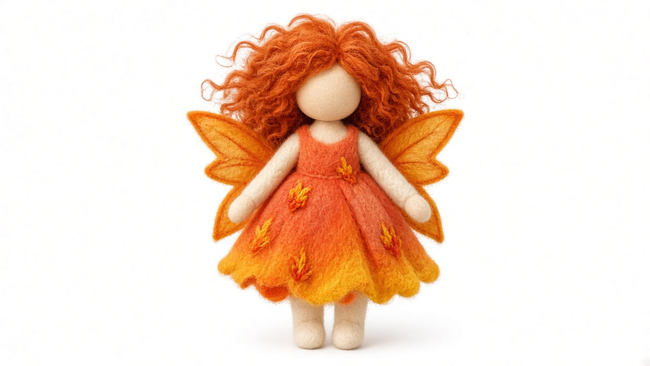 Blaze - felted wool fairy portrait