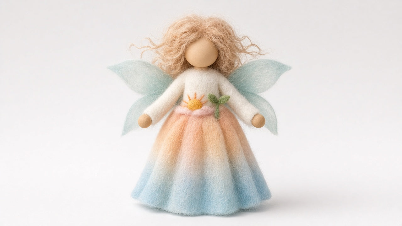 Dawn - felted wool fairy portrait