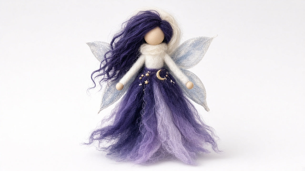 Luna - felted wool fairy portrait