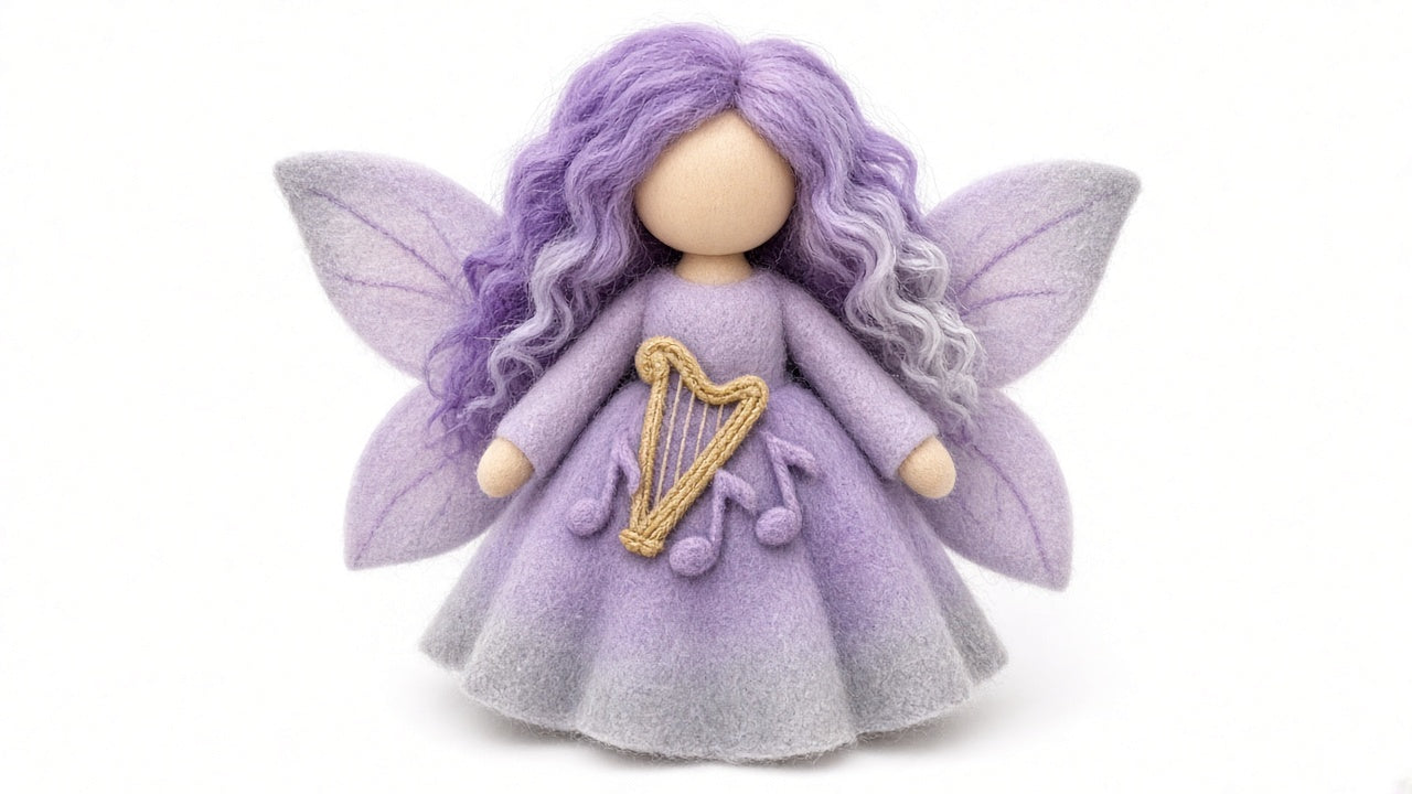 Lyre - felted wool fairy portrait