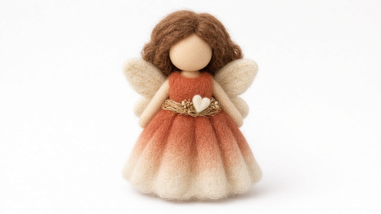 Nest - felted wool fairy portrait
