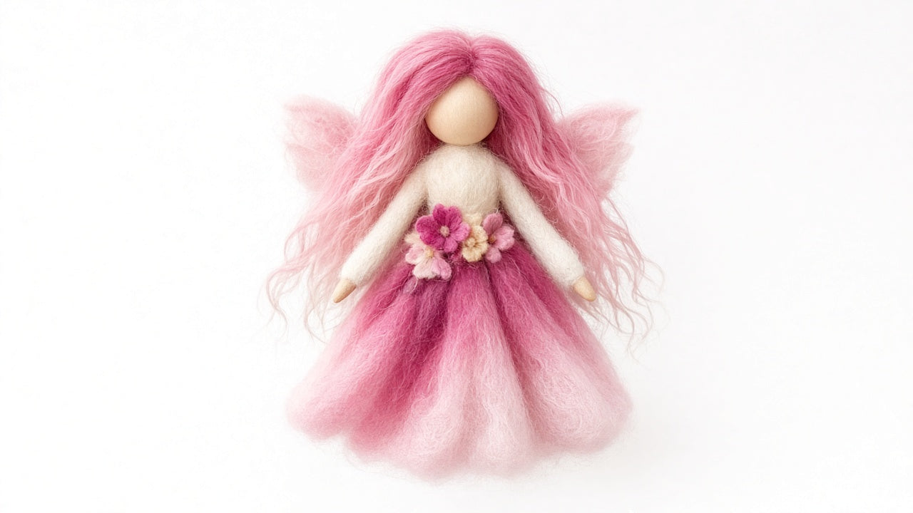 Rose - felted wool fairy portrait