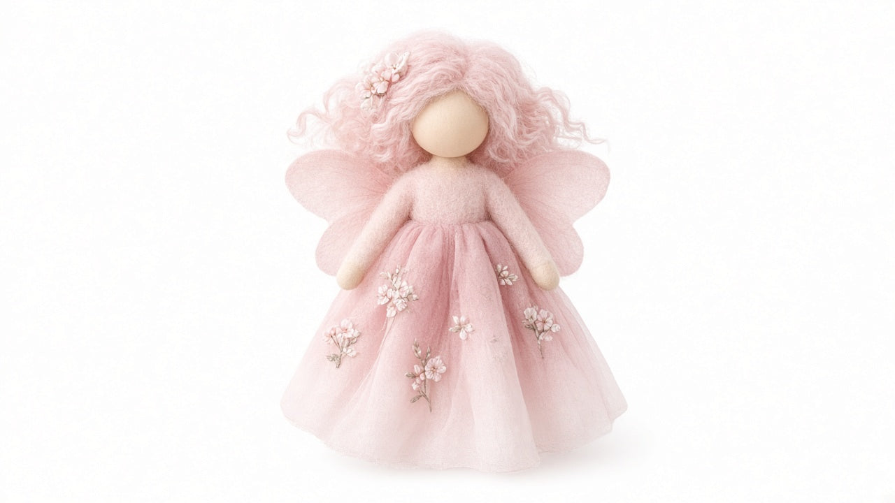 Silk - felted wool fairy portrait