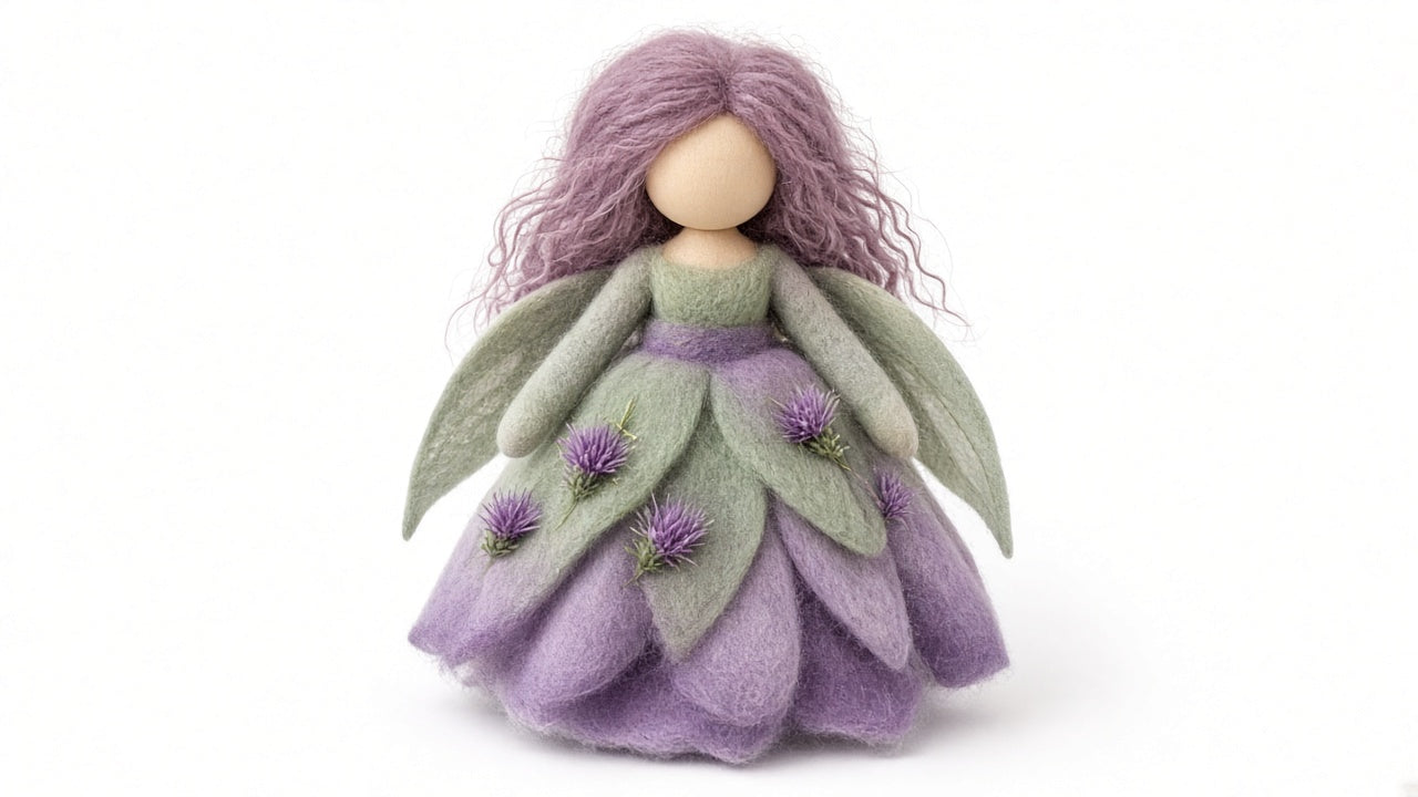 Thistle - felted wool fairy portrait